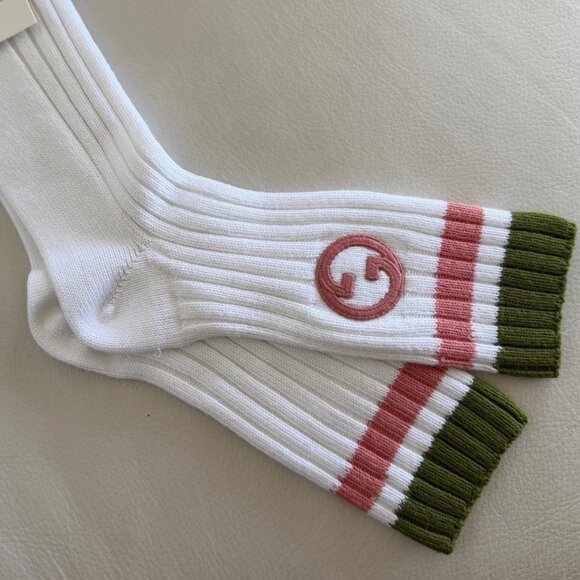 NWT Round Interlocking G cotton socks Sz S 100% Authentic - Picture 5 of 7